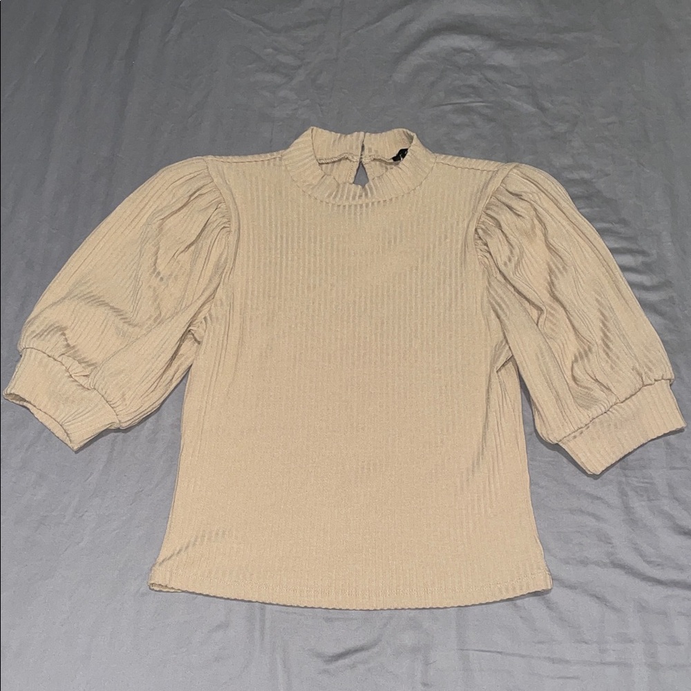 Forever 21 Beige Ribbed Blouse